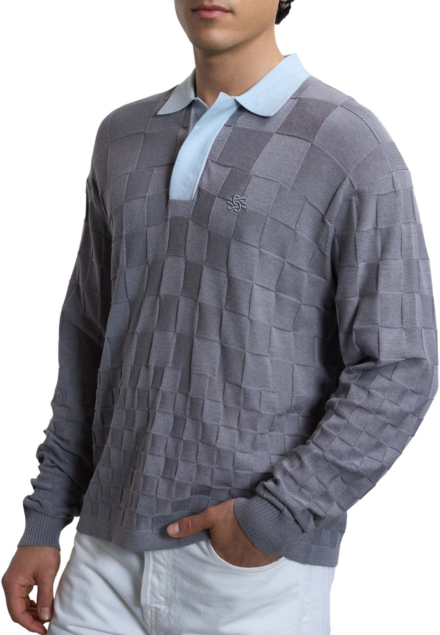 Filling Pieces Knit Shirt Rugby Grey Grijs