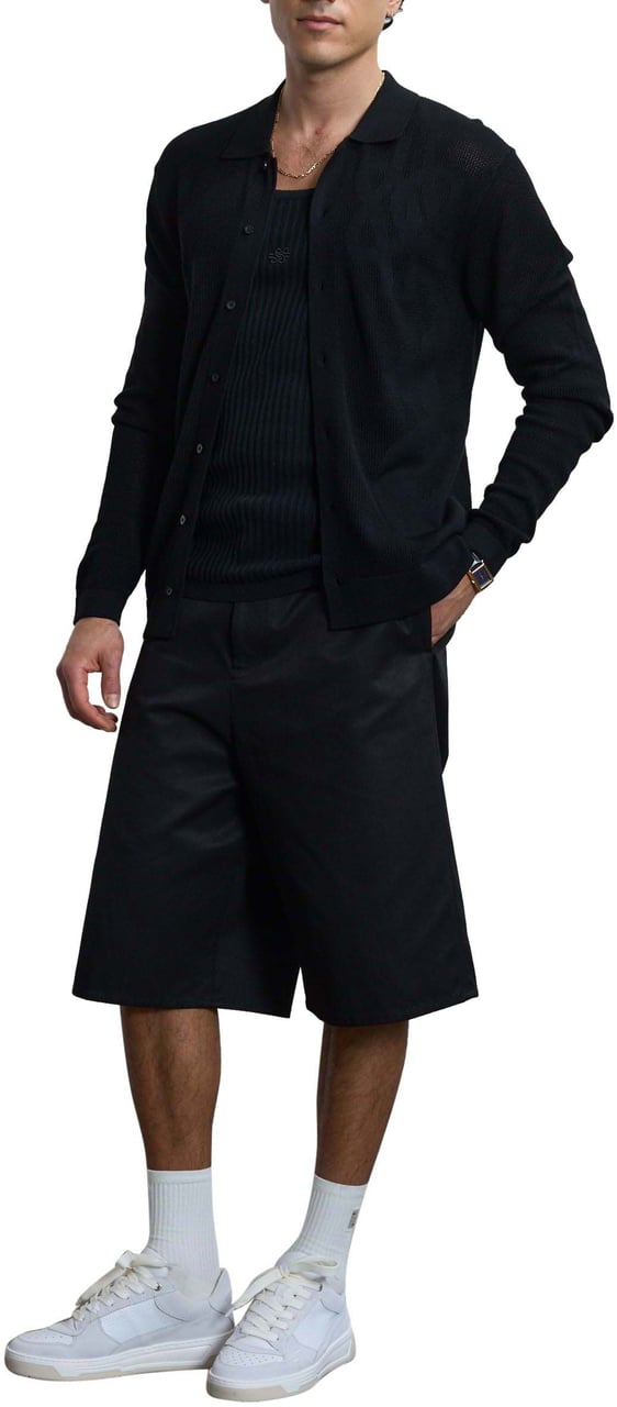 Filling Pieces Knit Longsleeve Breaking Bread Black Zwart