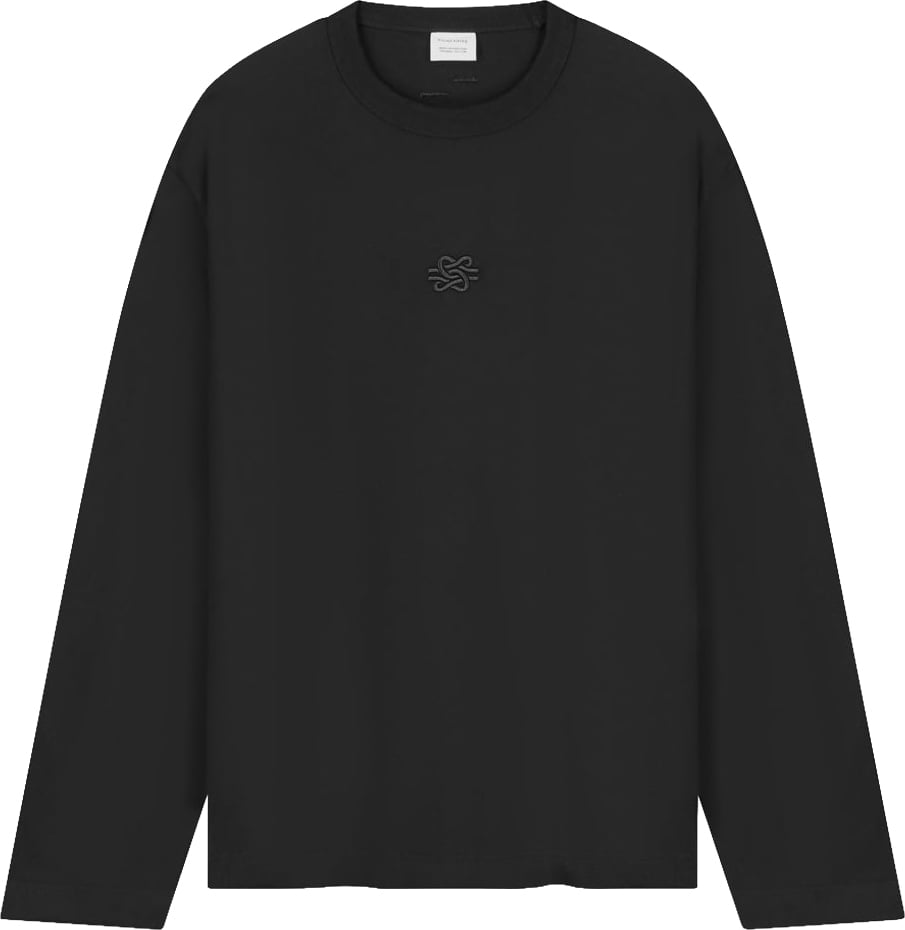 Filling Pieces Longsleeve Boxy Embroidered Black Zwart