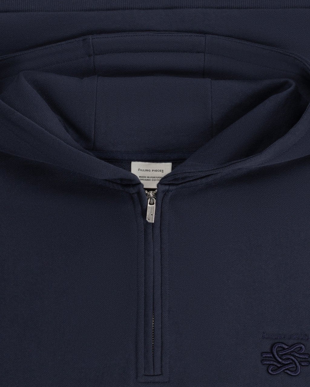 Filling Pieces Half Zip Hoodie Navy Blauw