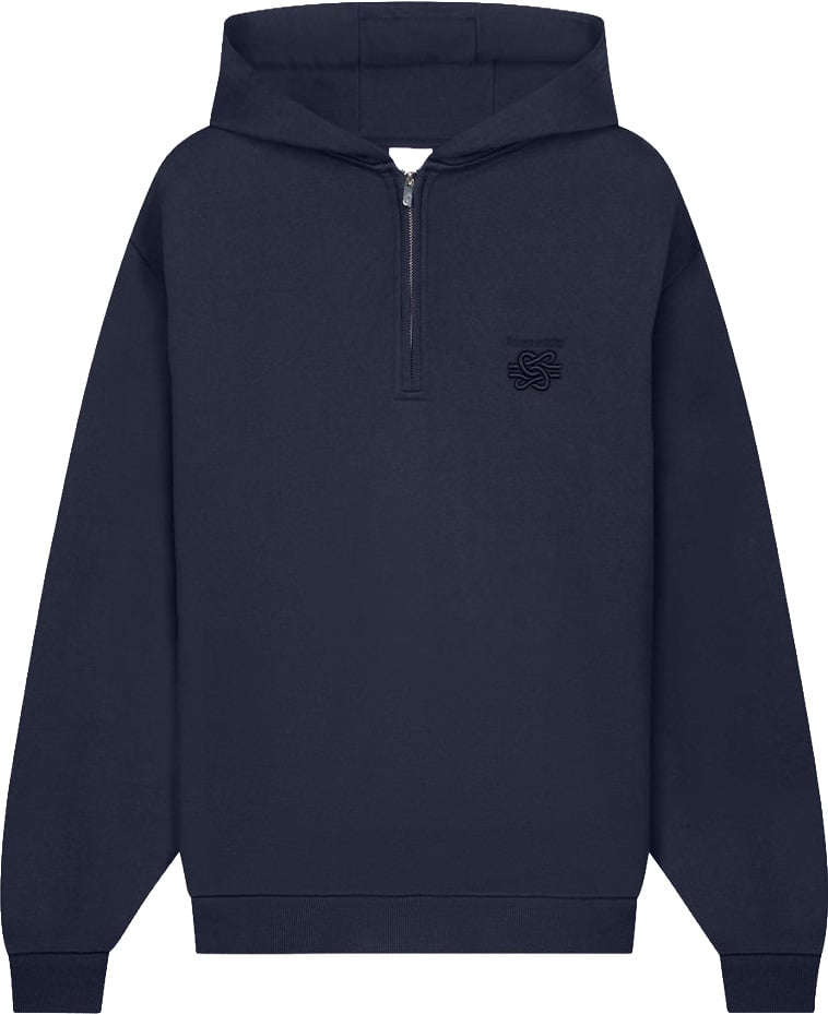 Filling Pieces Half Zip Hoodie Navy Blauw
