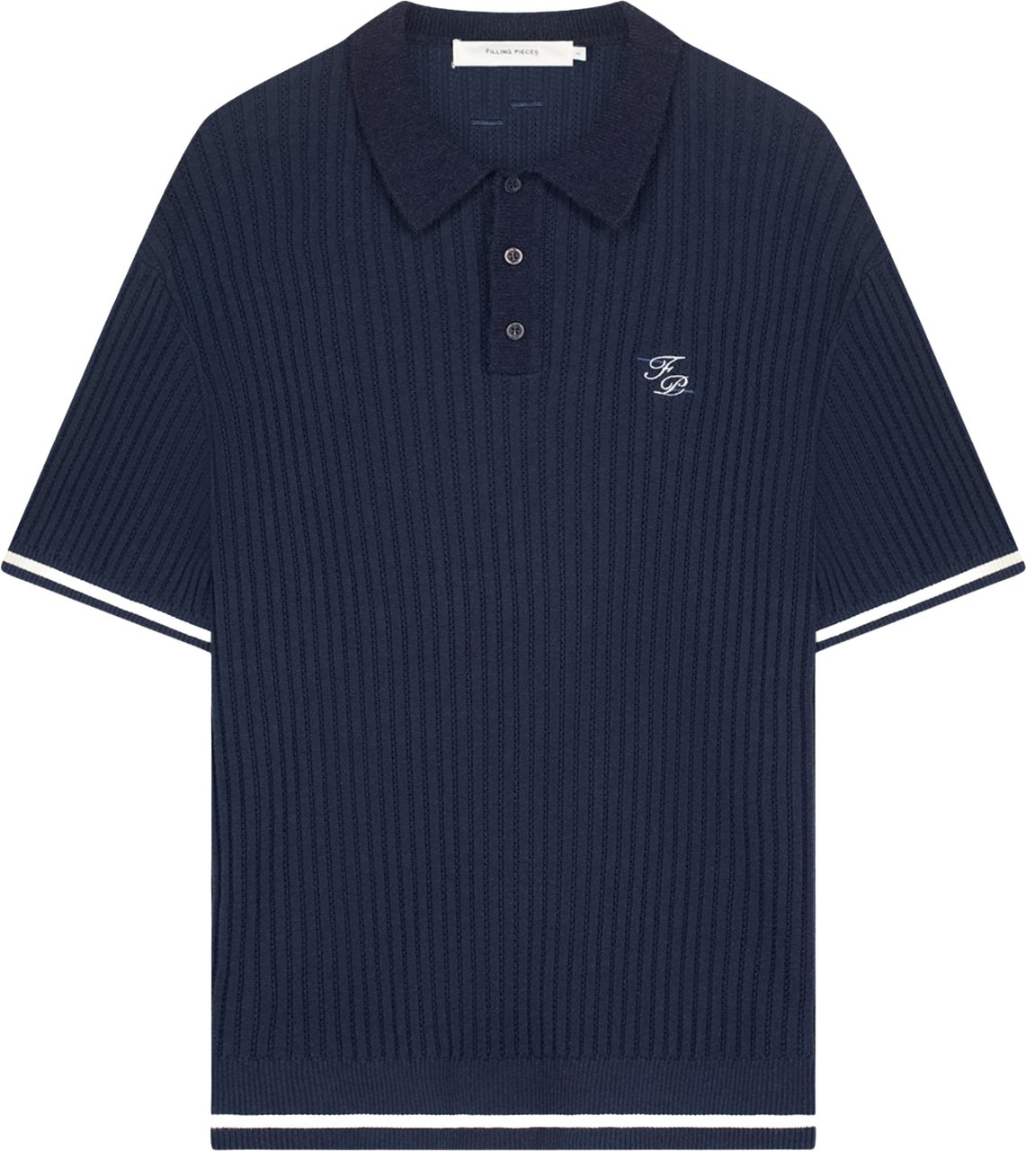 Filling Pieces 422670500246 Polos Donkerblauw Knit Polo Boucle Blauw