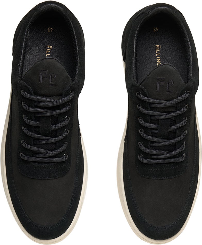 Filling Pieces Low Top Suede Grain Black Zwart