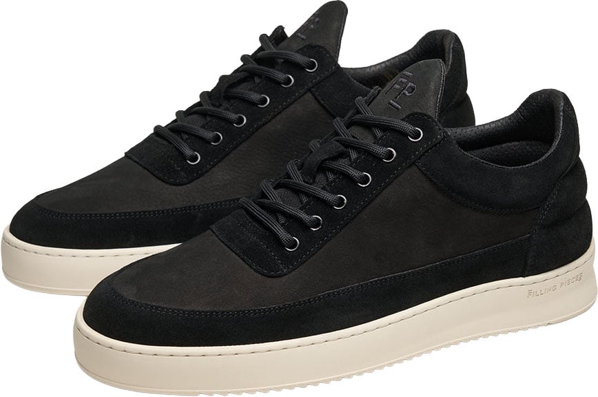 Filling Pieces Low Top Suede Grain Black Zwart