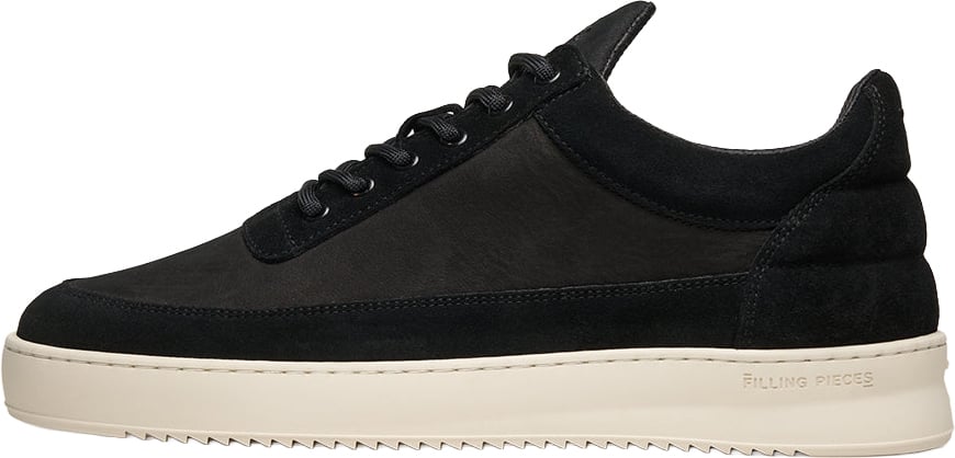 Filling Pieces Low Top Suede Grain Black Zwart