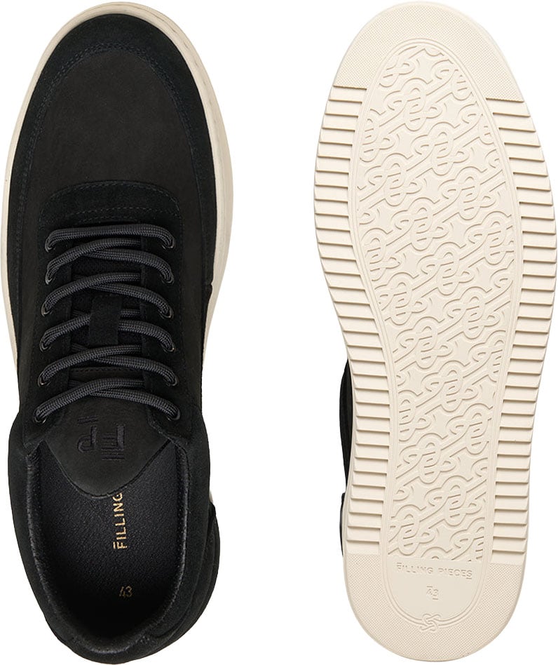 Filling Pieces Low Top Suede Grain Black Zwart