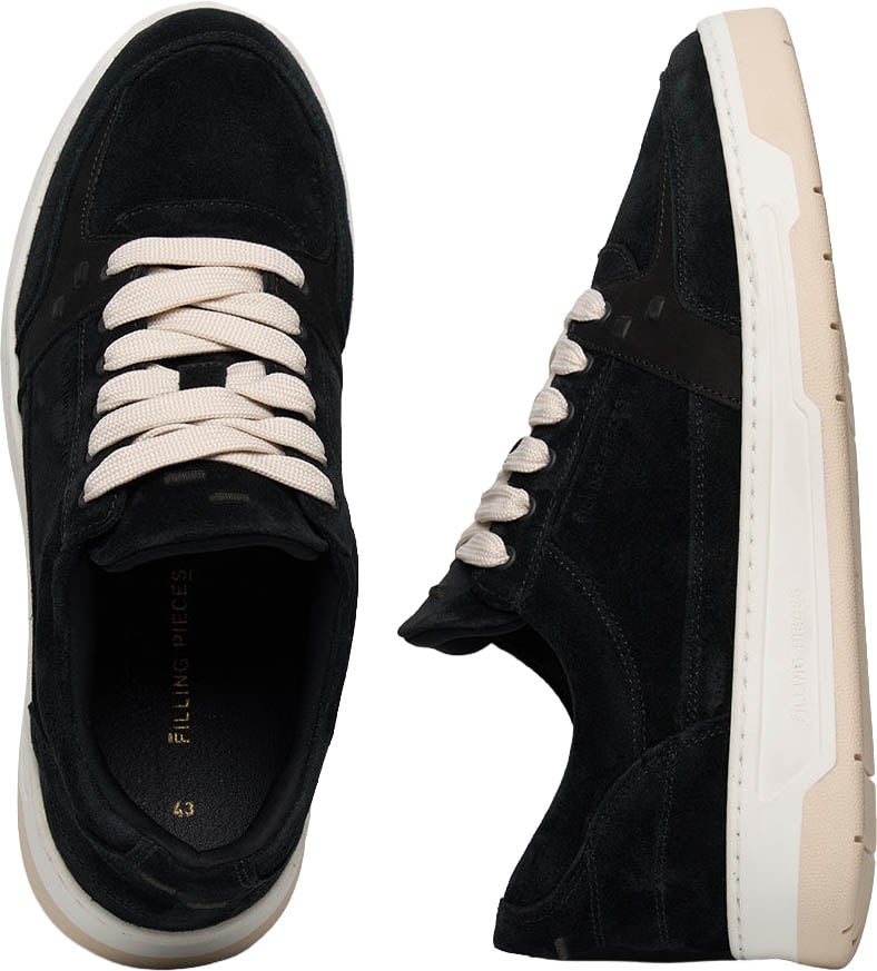 Filling Pieces Low Vise Suede Black Zwart