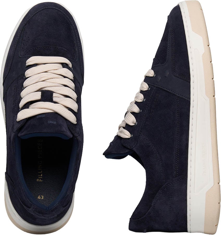 Filling Pieces Low Vise Suede Navy Blauw