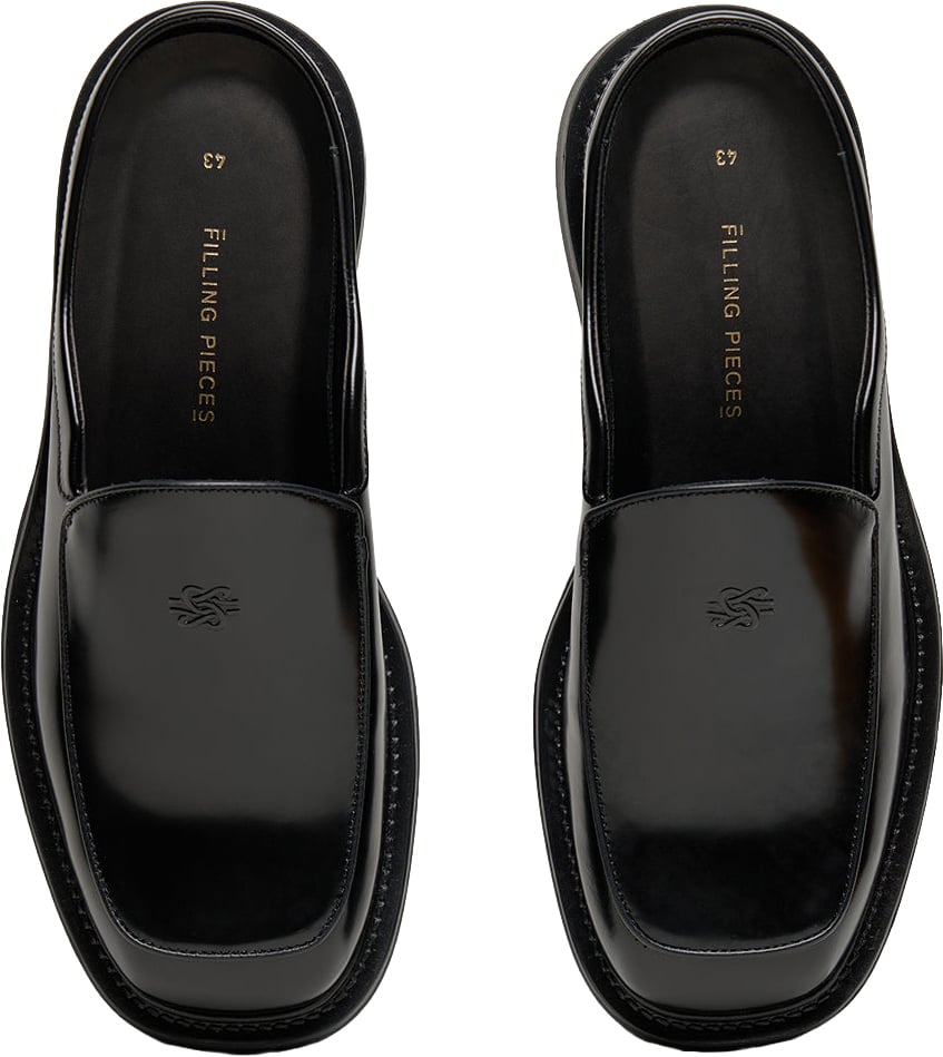 Filling Pieces Square Mule Polido Black Zwart