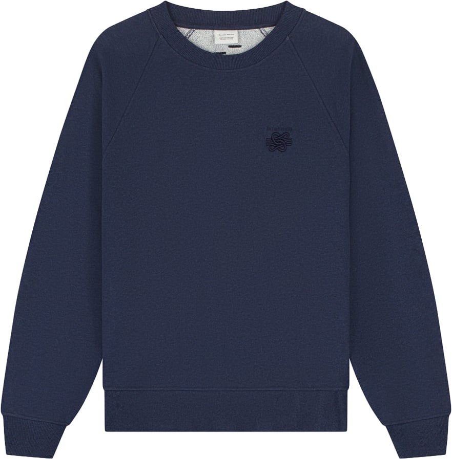 Filling Pieces Sweatshirt Embroidered Knot Melange Navy Blauw
