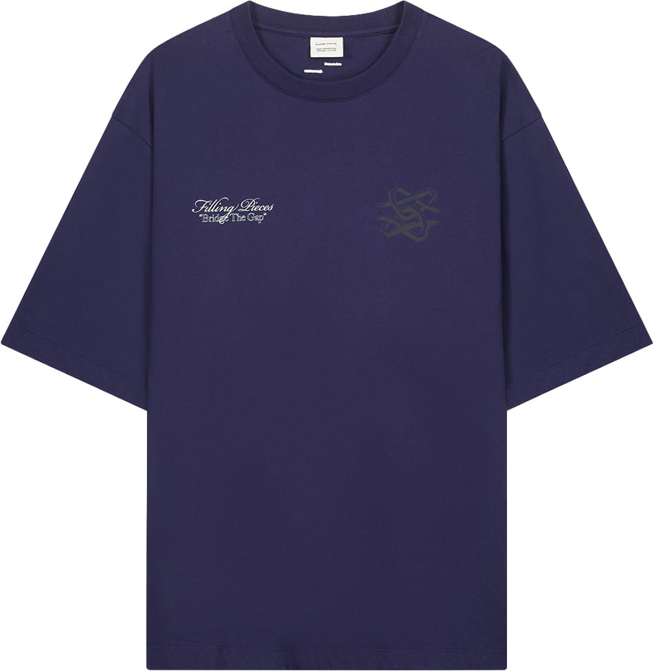 Filling Pieces T-Shirt Boxy Bridge the Gap Maritime Blue Blauw