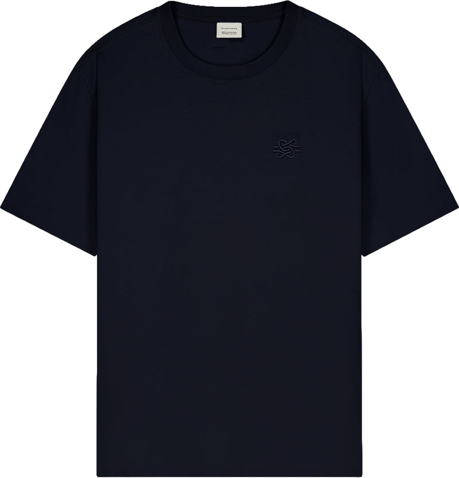 Filling Pieces T-Shirt Embroidered Knot Melange Navy Blauw