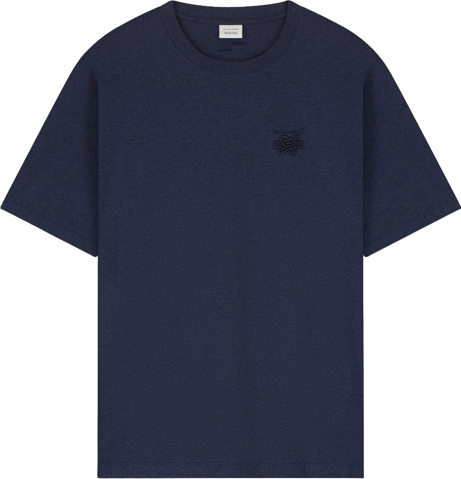 Filling Pieces T-Shirt Embroidered Knot Melange Navy Blauw