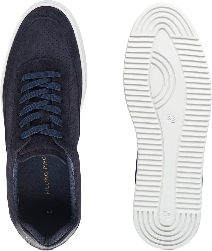 Filling Pieces Mondo Suede Perforated Navy Blauw
