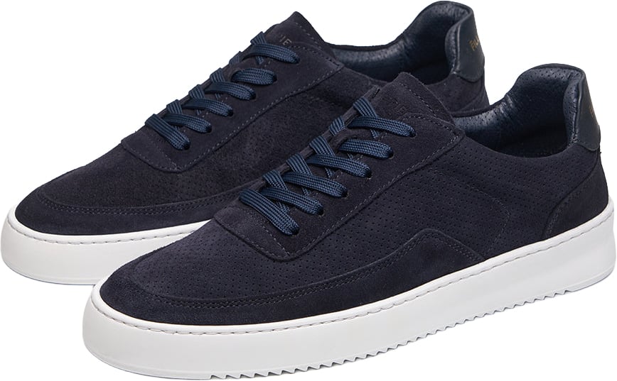 Filling Pieces Mondo Suede Perforated Navy Blauw