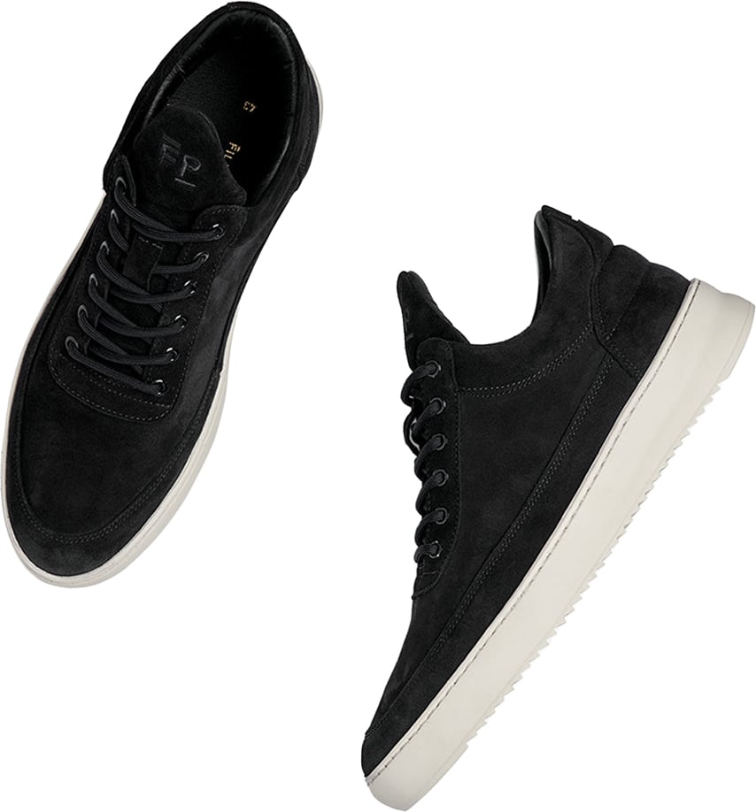 Filling Pieces Low Top Suede Organic Black Zwart