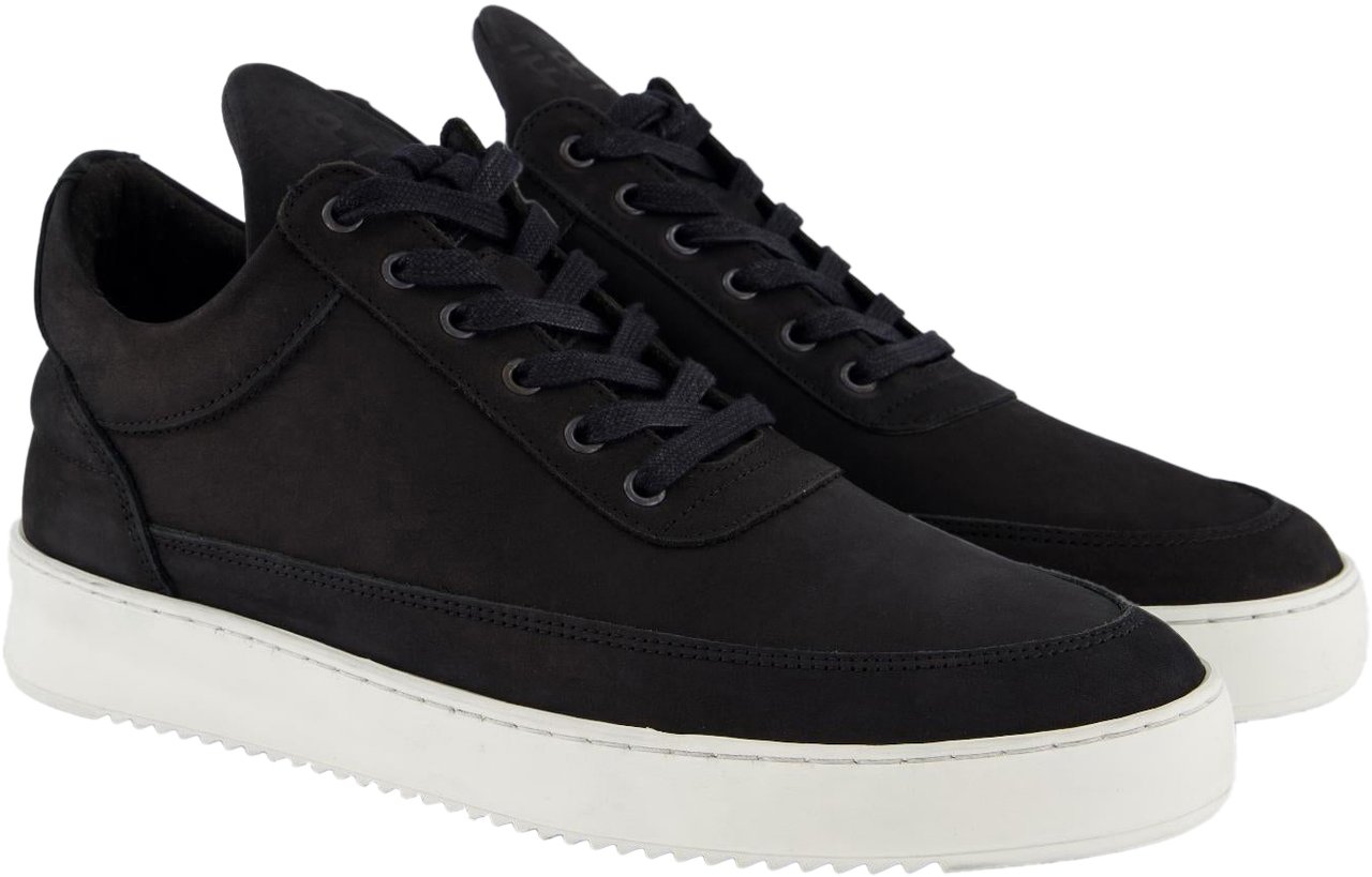 Filling Pieces Heren Low Top Ripple Nubuck Zwart Zwart