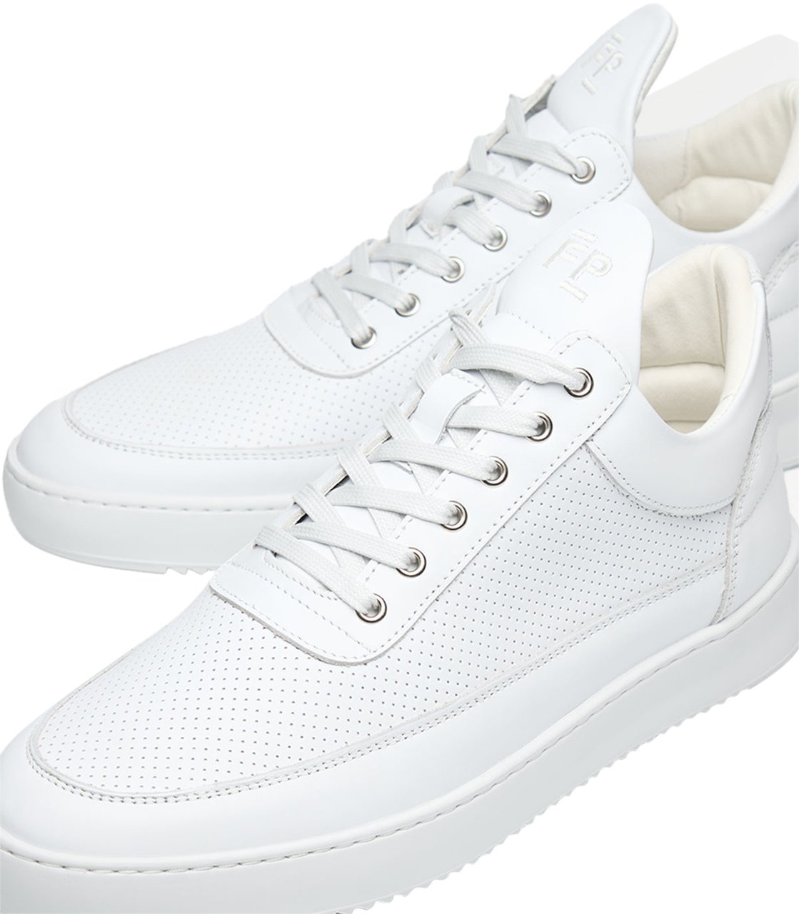 Filling Pieces Low Top Nappa Perforated White / Off White Wit
