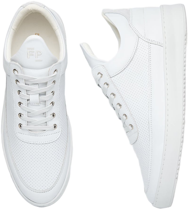 Filling Pieces Low Top Nappa Perforated White / Off White Wit