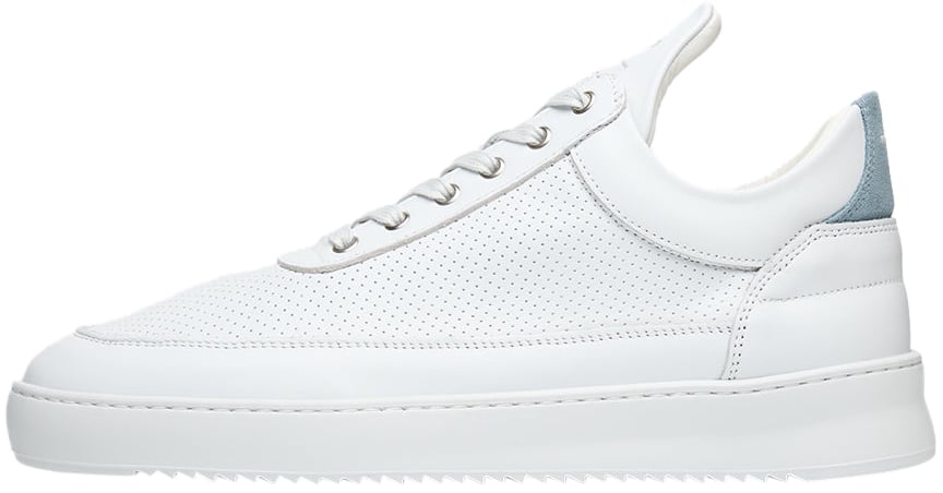 Filling Pieces Low Top Nappa Perforated White / Light Blue Blauw