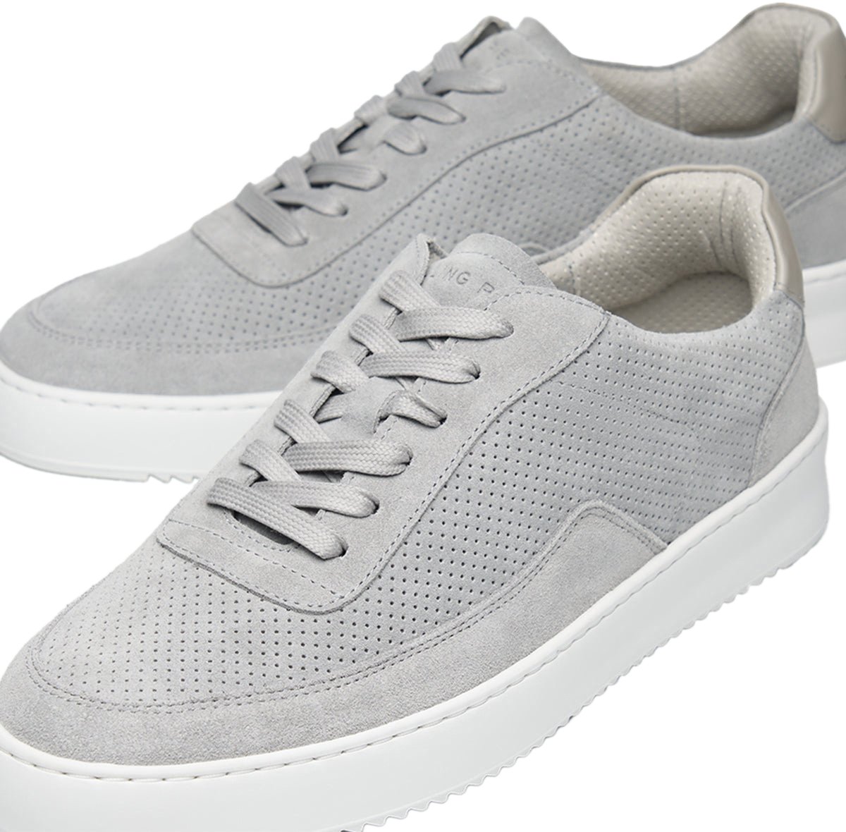 Filling Pieces Mondo Suede Perforated Grey Grijs