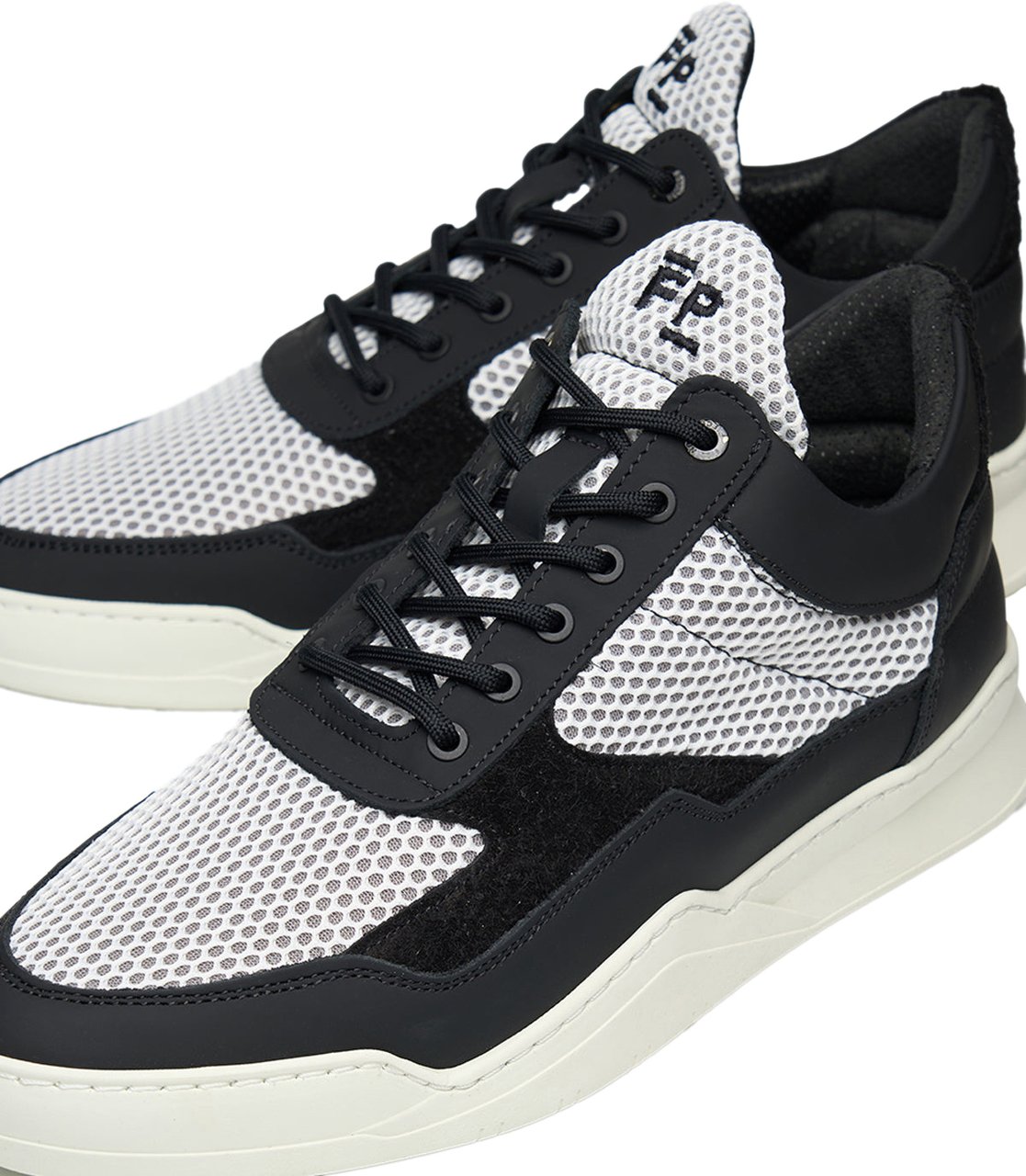 Filling Pieces Low Top Ghost Mesh Black / White Zwart