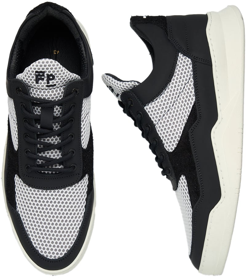 Filling Pieces Low Top Ghost Mesh Black / White Zwart