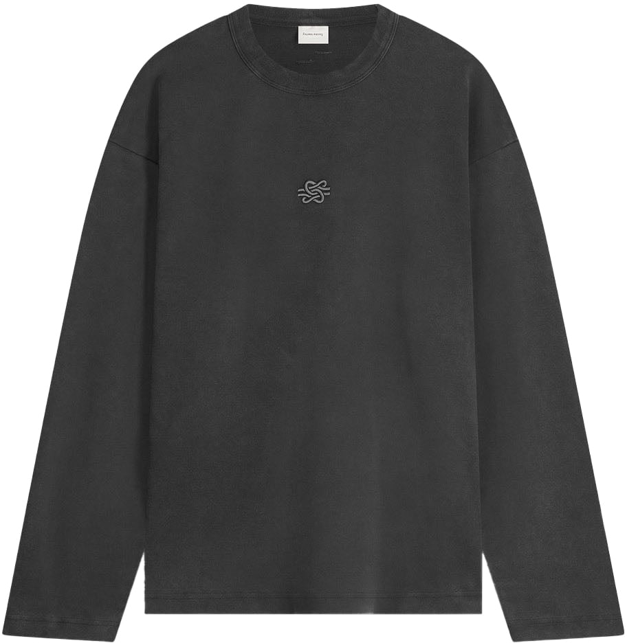 Filling Pieces Longsleeve Boxy Embroidered Vintage Black Zwart