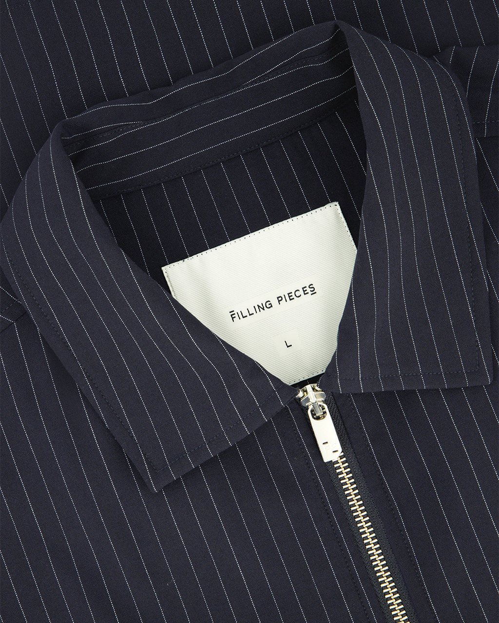 Filling Pieces Coach Jacket Pinstripe Maritime Blue Blauw