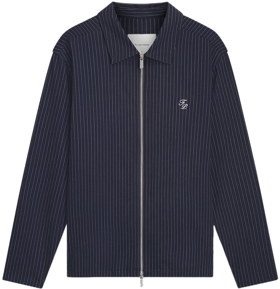 Filling Pieces Coach Jacket Pinstripe Maritime Blue Blauw