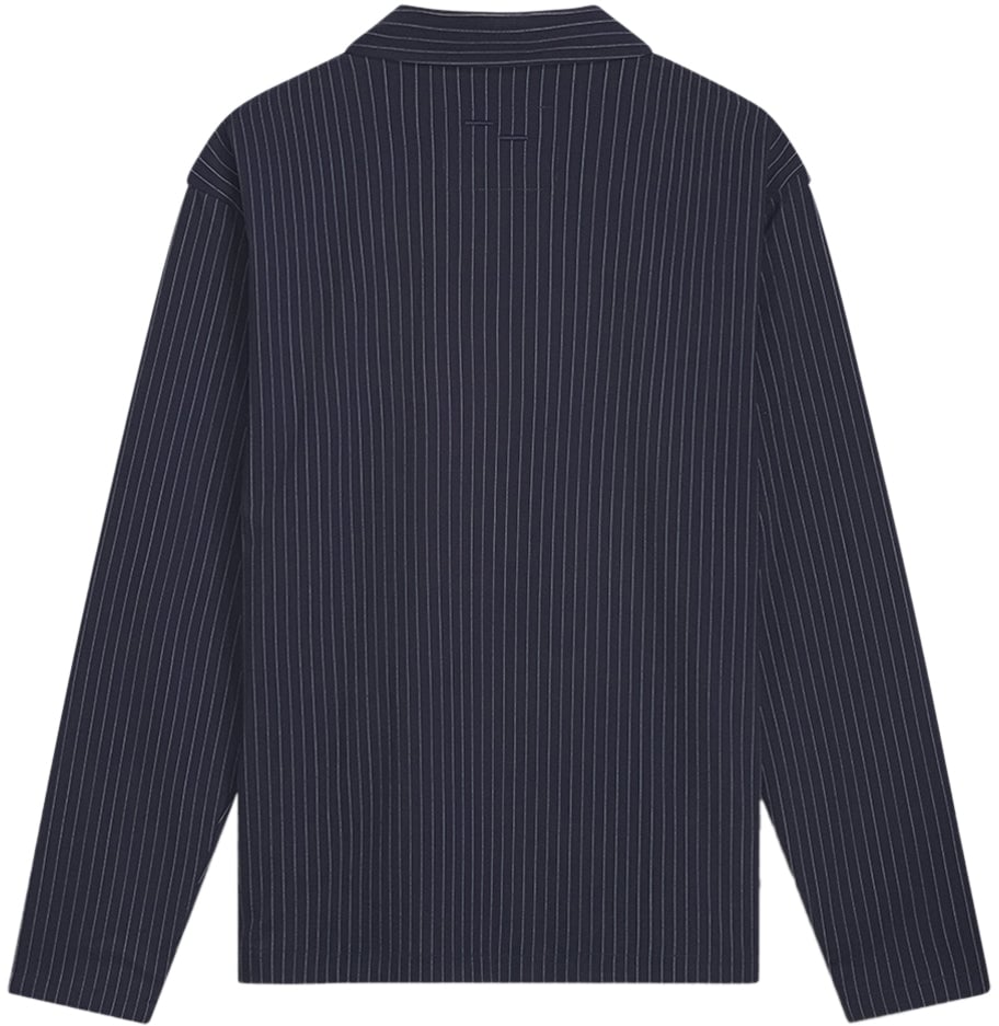 Filling Pieces Coach Jacket Pinstripe Maritime Blue Blauw