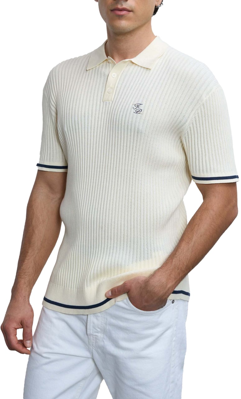 Filling Pieces Fine Knit Polo Antique White Wit