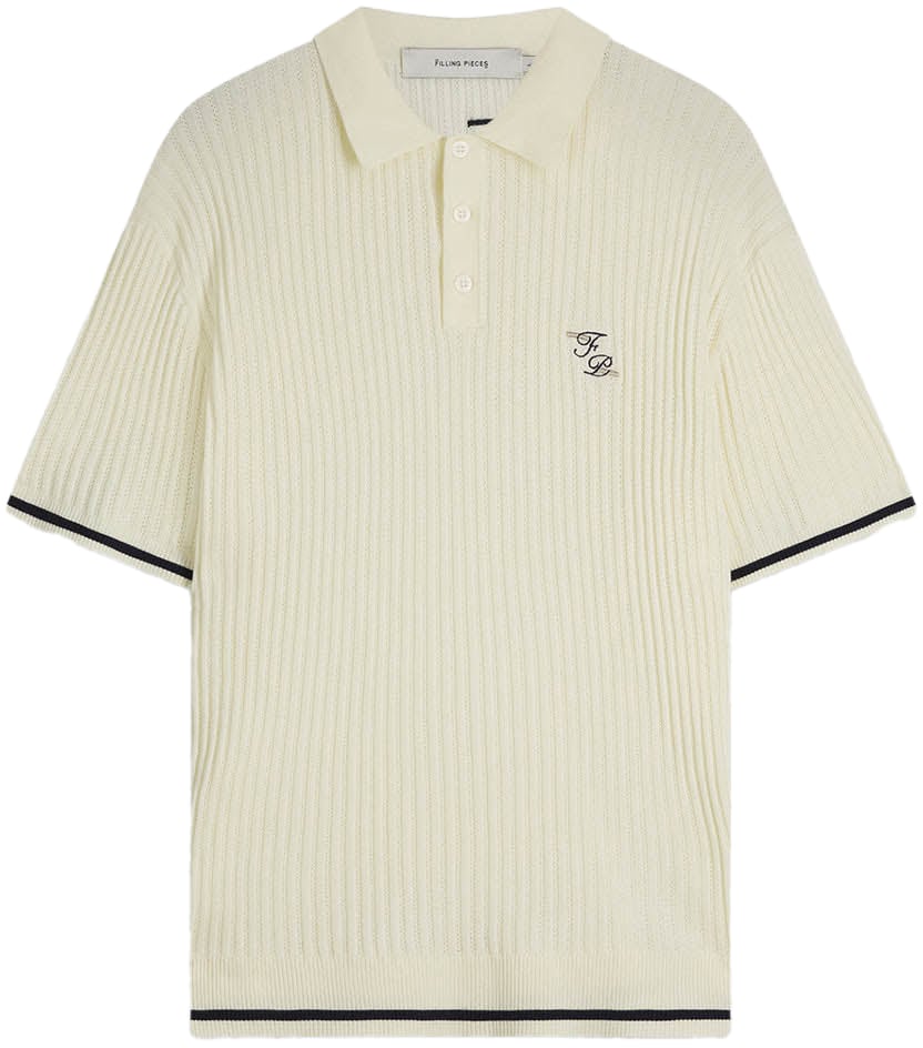 Filling Pieces Fine Knit Polo Antique White Wit