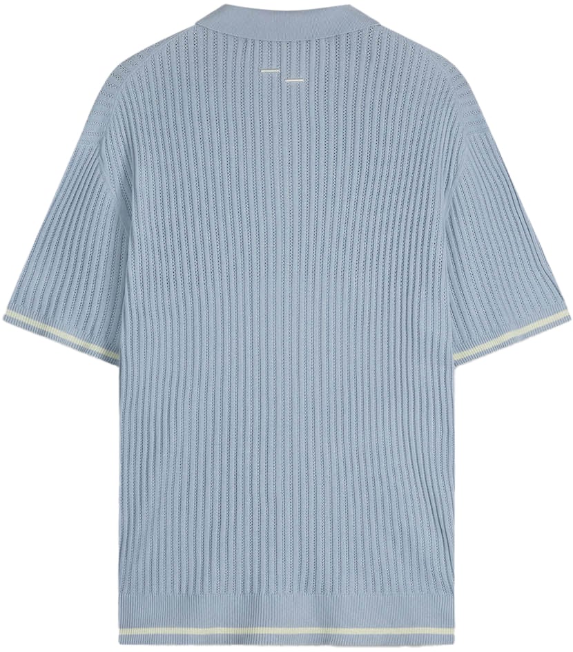 Filling Pieces Fine Knit Polo Skyway Blauw