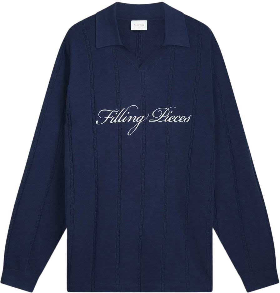 Filling Pieces Knit Football Jersey Navy Blauw