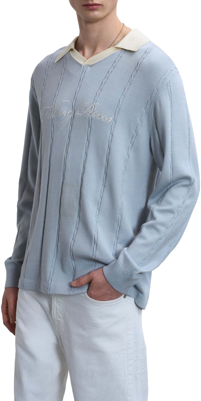 Filling Pieces Knit Football Jersey Skyway Blauw