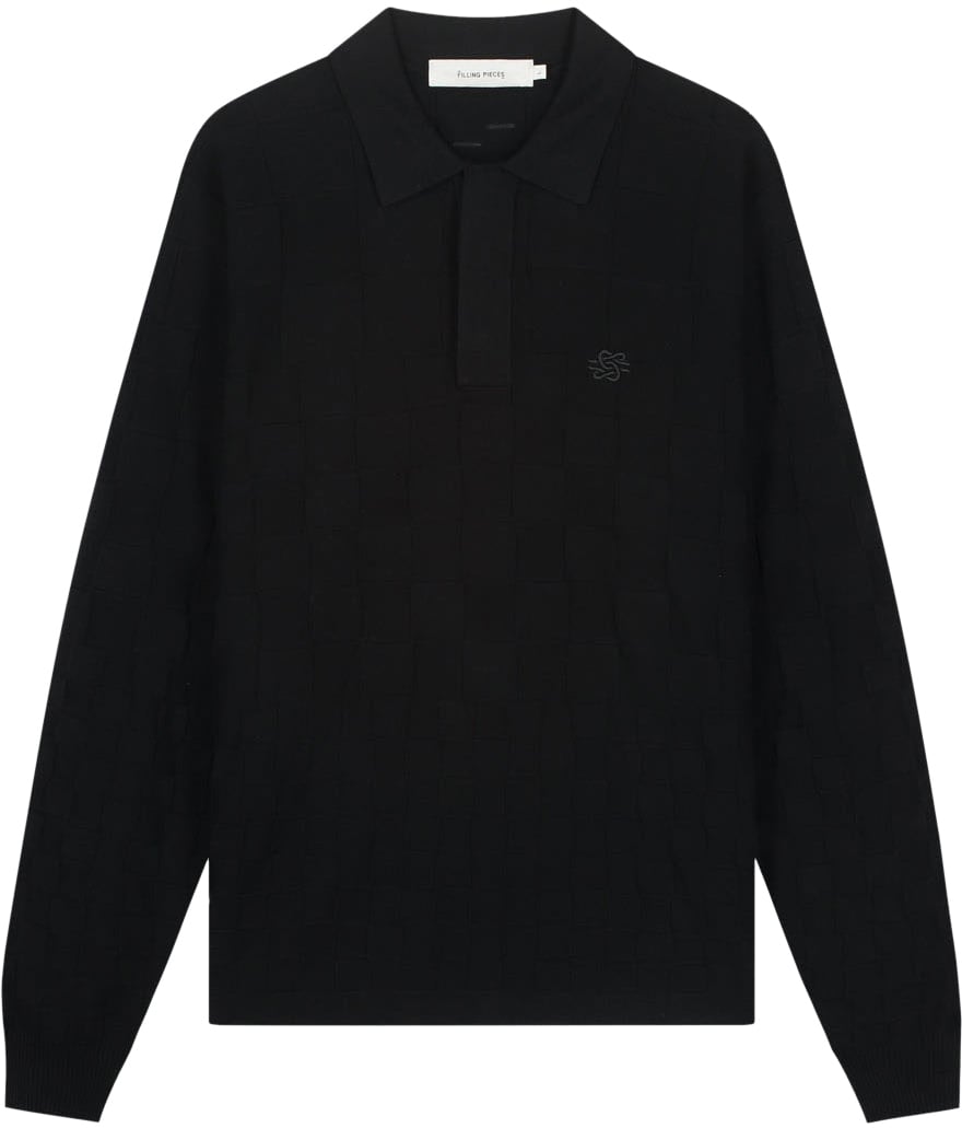Filling Pieces Knit Shirt Rugby Black Zwart