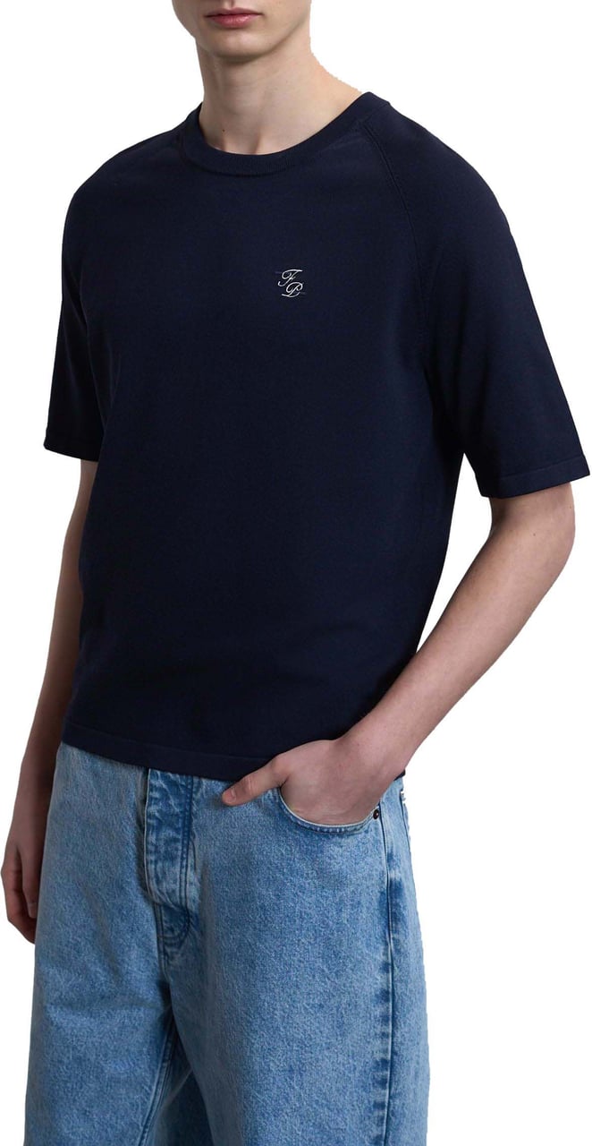 Filling Pieces Knit T-shirt Raglan Navy Blauw