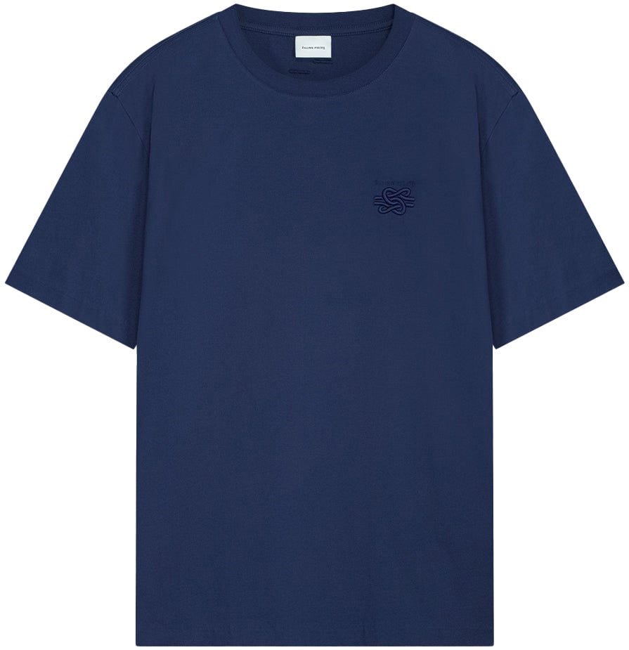 Filling Pieces T-shirt Embroidered Knot Navy Blauw