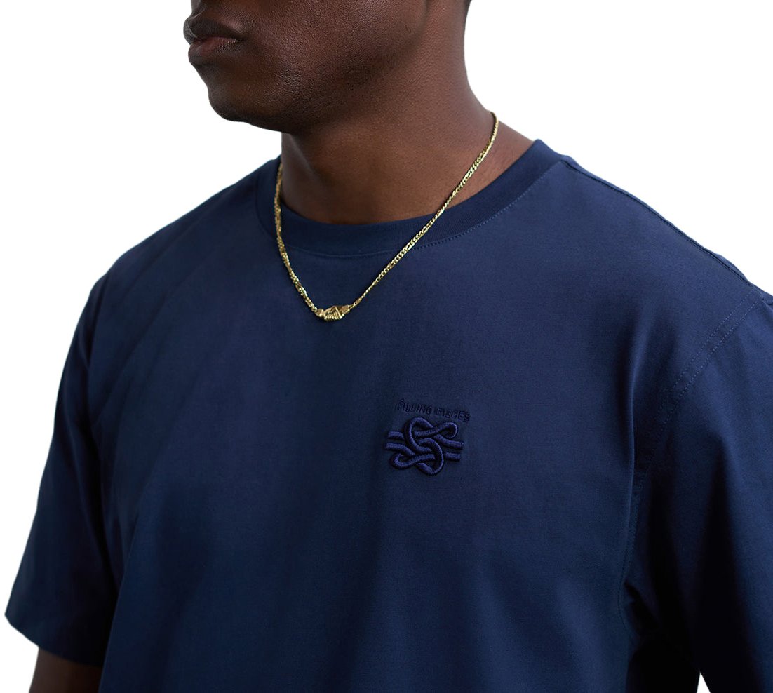Filling Pieces T-shirt Embroidered Knot Navy Blauw
