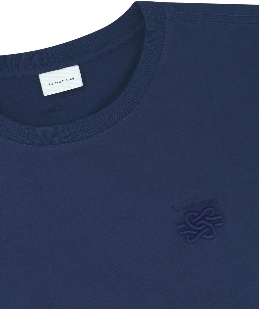 Filling Pieces T-shirt Embroidered Knot Navy Blauw