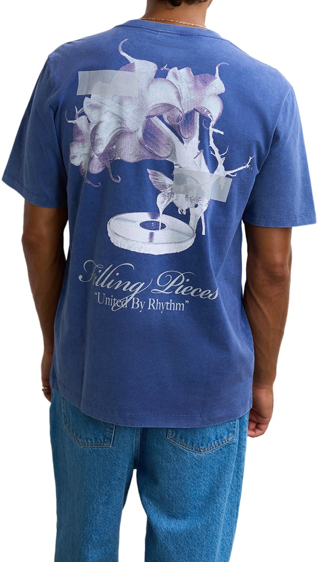 Filling Pieces T-shirt Gramophone Vintage Blue Blauw