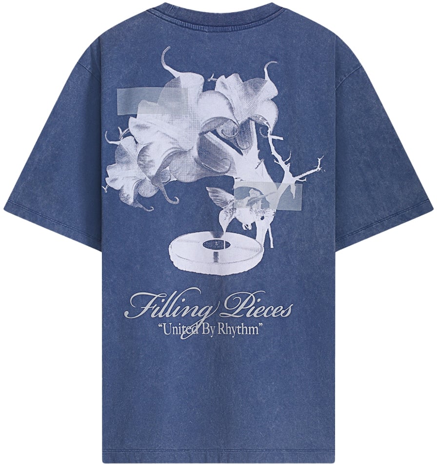 Filling Pieces T-shirt Grammophone Vintage Blue Blauw