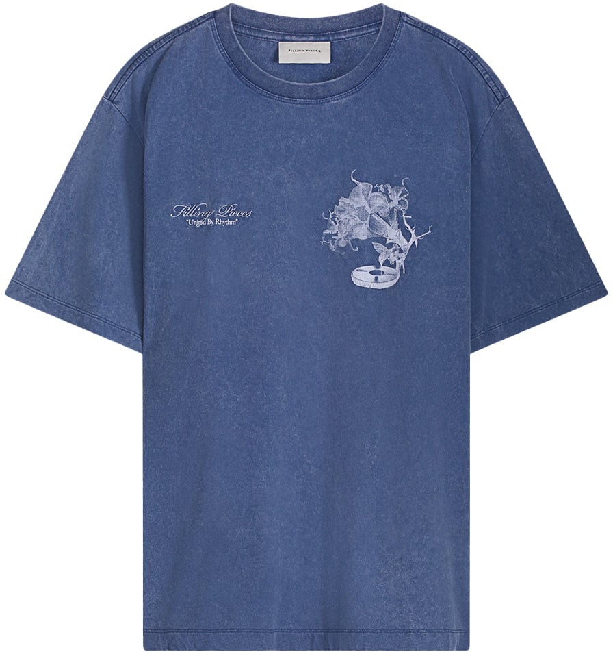Filling Pieces T-shirt Grammophone Vintage Blue Blauw