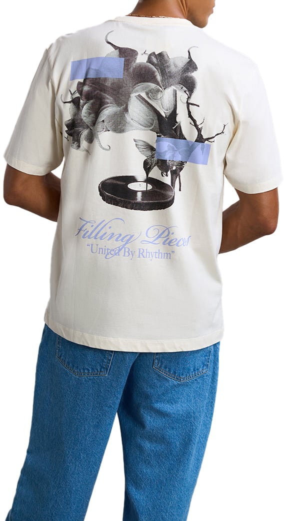 Filling Pieces T-shirt Gramophone Antique White Groen
