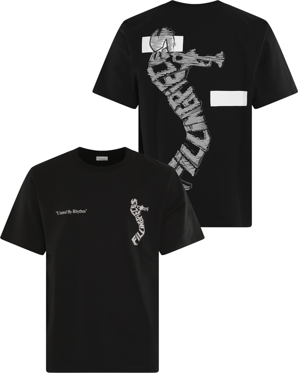 Filling Pieces Heren Trumpeteer T-Shirt Zwart Zwart