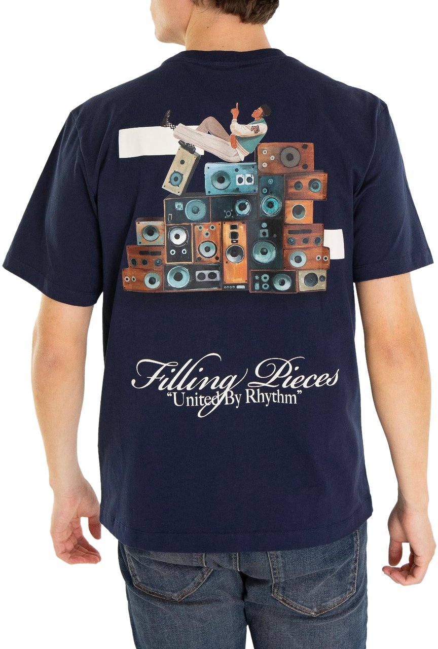 Filling Pieces Heren Speaker Wall T-Shirt Blauw Blauw