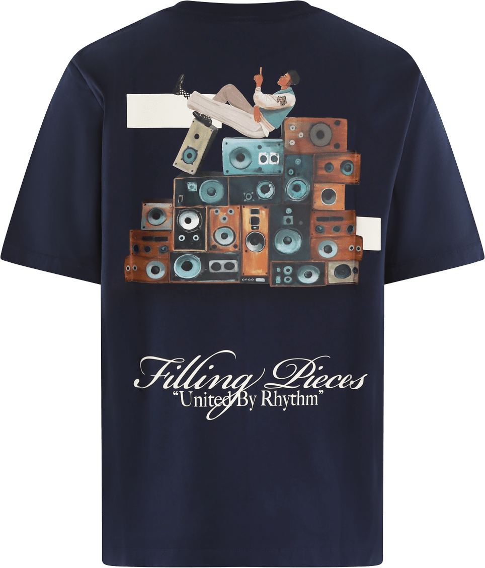 Filling Pieces Heren Speaker Wall T-Shirt Blauw Blauw