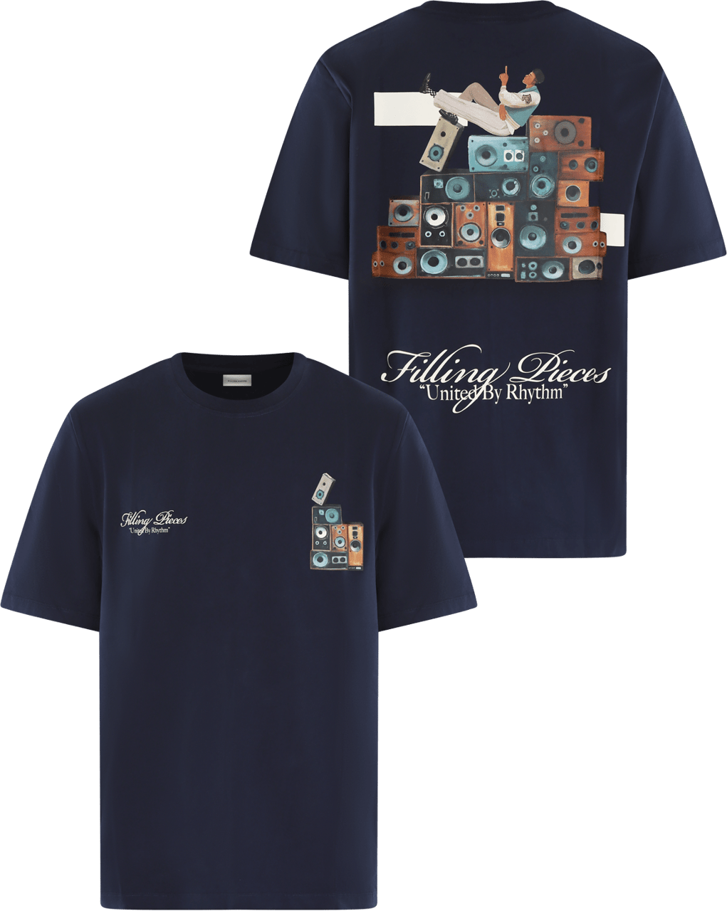 Filling Pieces Heren Speaker Wall T-Shirt Blauw Blauw