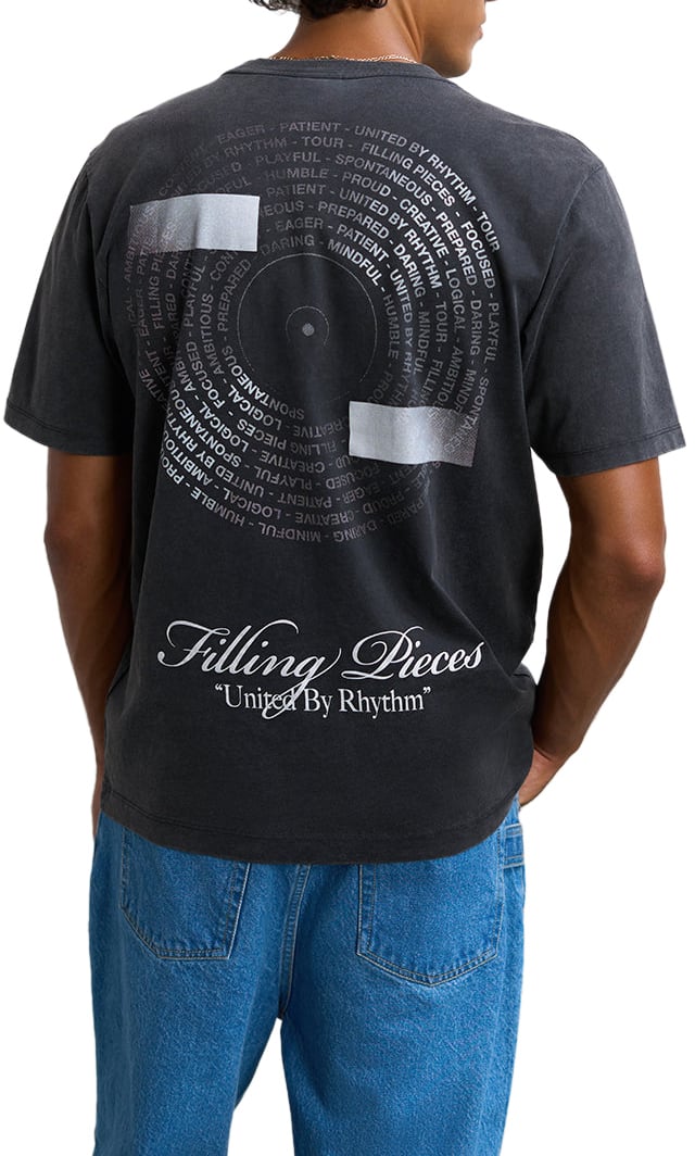 Filling Pieces T-shirt Vinyl Vintage Black Zwart